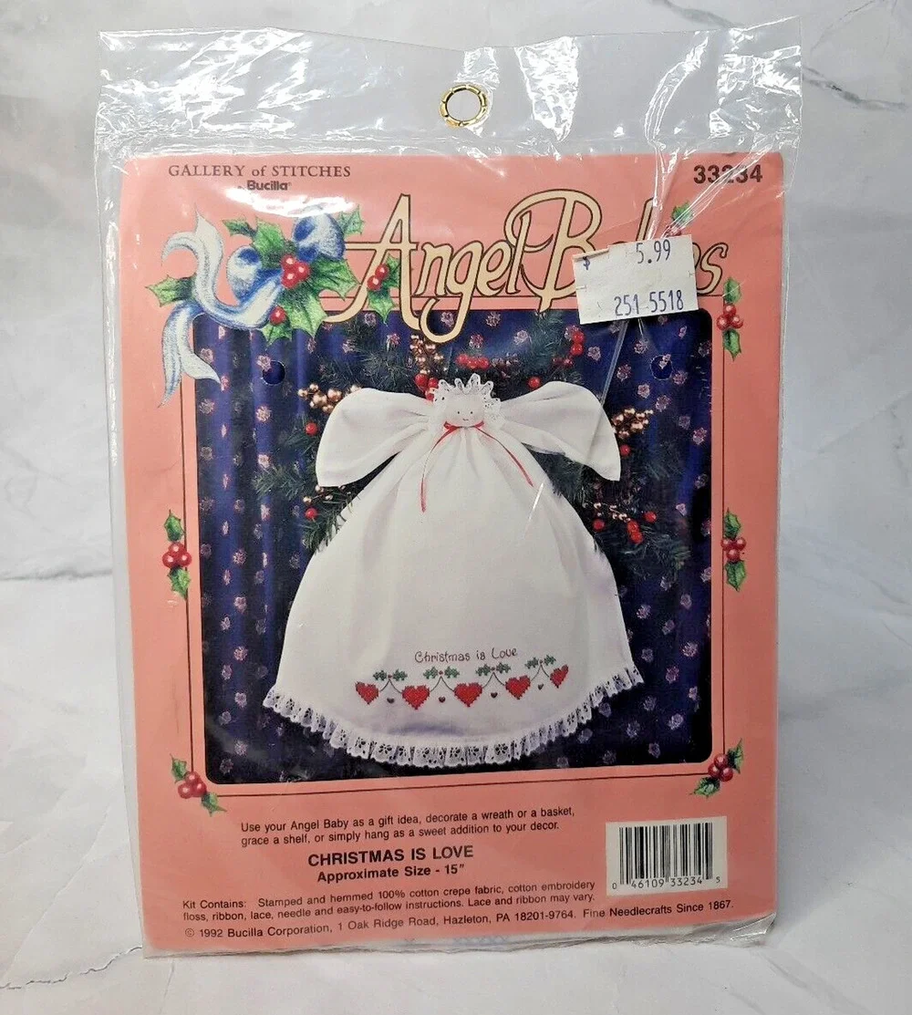 Bucilla Gallery of Stitches Angel Babies Christmas Is Love 33234 15 inches